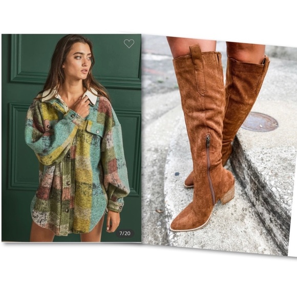 LAST ONE! Lime Fleece Checked Shirt Jacket - Picture 5 of 8